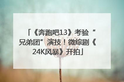 《奔跑吧13》考验“兄弟团”演技！微综剧《24K风暴》开拍