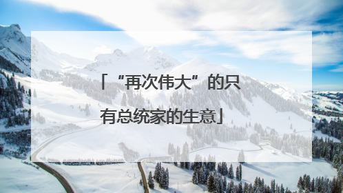 “再次伟大”的只有总统家的生意