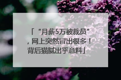 “月薪5万被裁员”，网上突然冒出很多！背后猫腻出乎意料