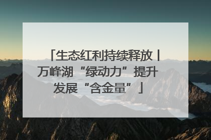 生态红利持续释放丨万峰湖“绿动力”提升发展“含金量”