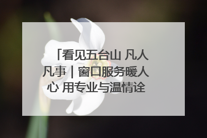 看见五台山 凡人凡事｜窗口服务暖人心 用专业与温情诠释责任担当