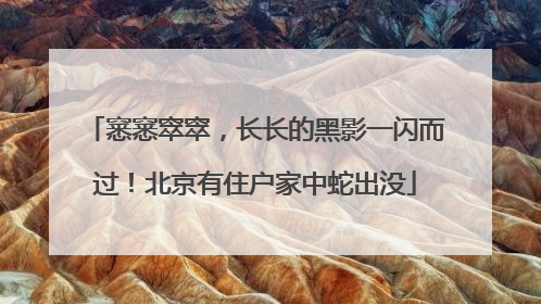 窸窸窣窣，长长的黑影一闪而过！北京有住户家中蛇出没
