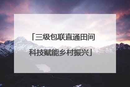 三级包联直通田间 科技赋能乡村振兴