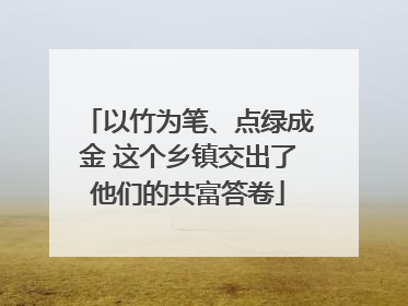 以竹为笔、点绿成金 这个乡镇交出了他们的共富答卷