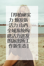 厚植硬实力 焕发新活力 山西全域系统构建活力迸发的派出所工作新生态