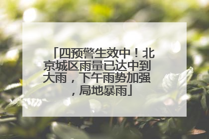 四预警生效中！北京城区雨量已达中到大雨，下午雨势加强，局地暴雨