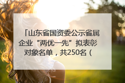 山东省国资委公示省属企业“两优一先”拟表彰对象名单，共250名（个）党员和党组织