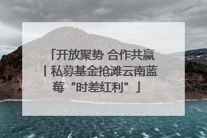 开放聚势 合作共赢丨私募基金抢滩云南蓝莓“时差红利”