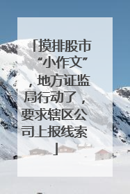 摸排股市“小作文”，地方证监局行动了，要求辖区公司上报线索