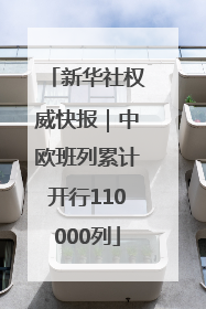 新华社权威快报｜中欧班列累计开行110000列