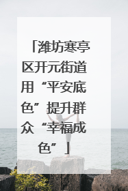 潍坊寒亭区开元街道用“平安底色”提升群众“幸福成色”
