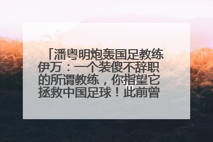 潘粤明炮轰国足教练伊万：一个装傻不辞职的所谓教练，你指望它拯救中国足球！此前曾多次发文评价国足