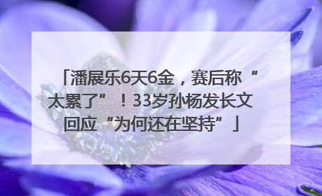 潘展乐6天6金，赛后称“太累了”！33岁孙杨发长文回应“为何还在坚持”