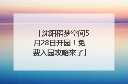 沈阳稻梦空间5月28日开园！免费入园攻略来了