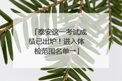 泰安这一考试成绩已出炉！进入体检范围名单→