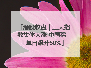 港股收盘｜三大指数集体大涨 中国稀土单日飙升60%