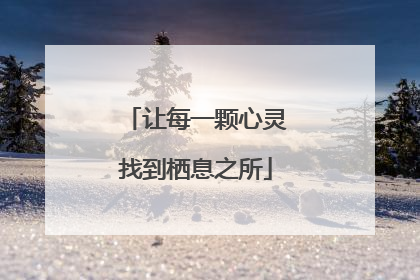 让每一颗心灵找到栖息之所