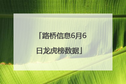 路桥信息6月6日龙虎榜数据