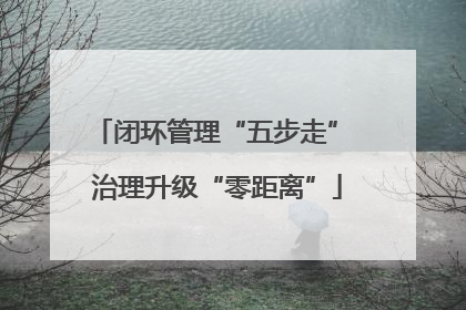 闭环管理“五步走” 治理升级“零距离”