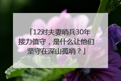 12对夫妻哨兵30年接力值守，是什么让他们坚守在深山孤哨？