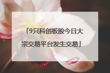 9只科创板股今日大宗交易平台发生交易